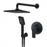 ROSAN S2 BLACK UZIDNA BATERIJA ZA TUŠ KADU sa zidnim tušem 210x210mm i ručnim tušem CRNA MAT  231601B