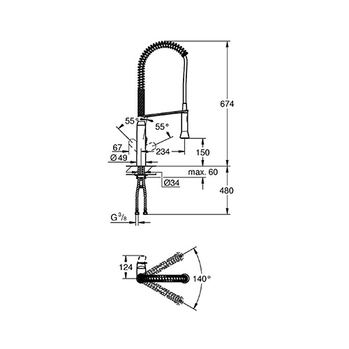 GROHE K7 ZA SUDOPERU POLUPROFESIONALNA 2 CEVI  32950000 2