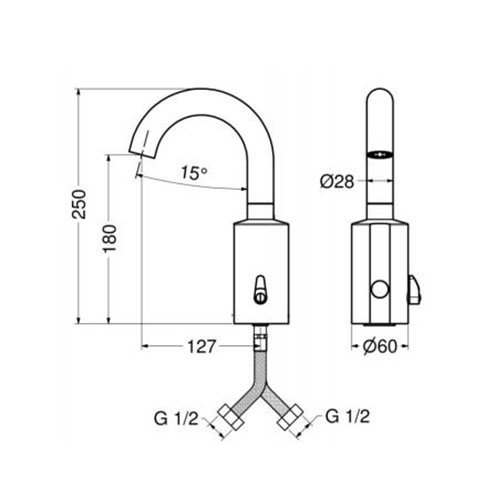 IDRAL H2O CURVE SENZORSKA BATERIJA SA MEŠAČEM  02504/1 2