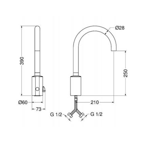 IDRAL H2O CURVE SENZORSKA BATERIJA SA MEŠAČEM VISOKA  02506/R 2