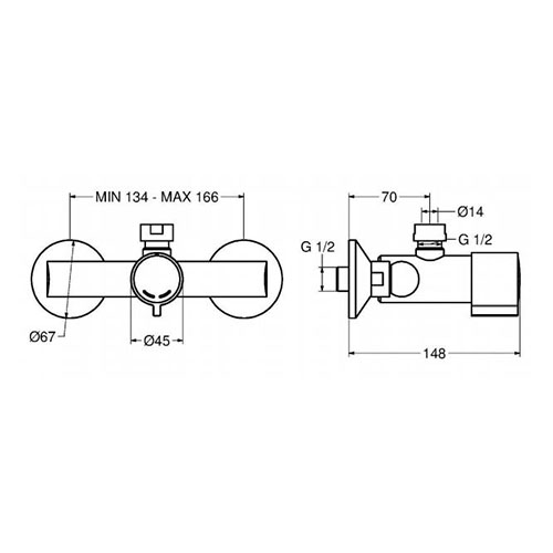 IDRAL H2O MINIMAL POTISNA ZA TUŠ KADU ANTI-VANDAL  08532-30F 2