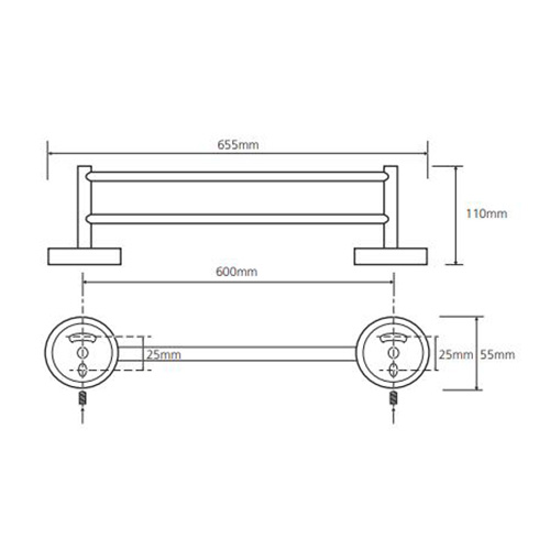 BEMETA OMEGA DRŽAČ PEŠKIRA DUPLI 655mm HROM VISOK SJAJ  104104052 2