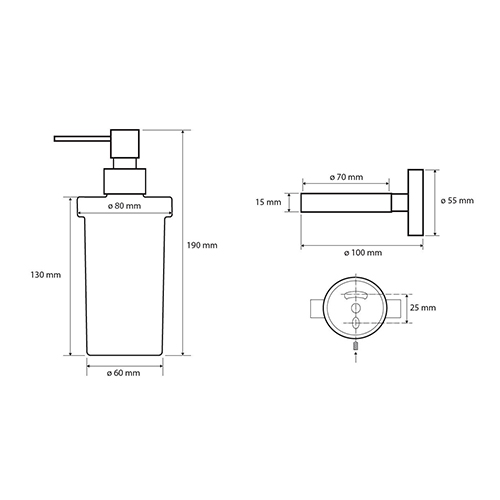 BEMETA DARK DOZATOR ZA SAPUN 230ml  104109010 2