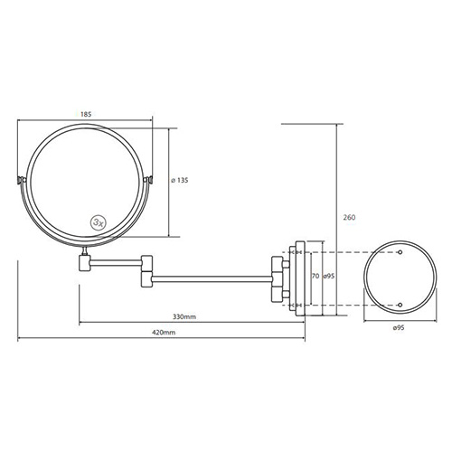 BEMETA OGLEDALO F150 ZIDNO HROM VISOK SJAJ  106301122F 2