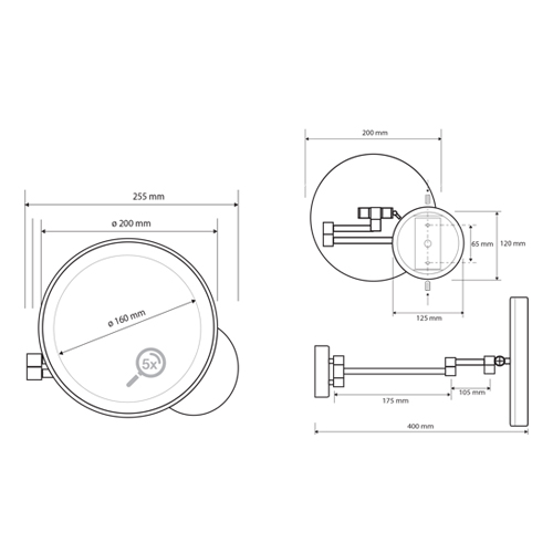 BEMETA DARK OGLEDALO Ø 160 mm 5X UVELIČAVANJE SA LED SVETLOM  112101140 2