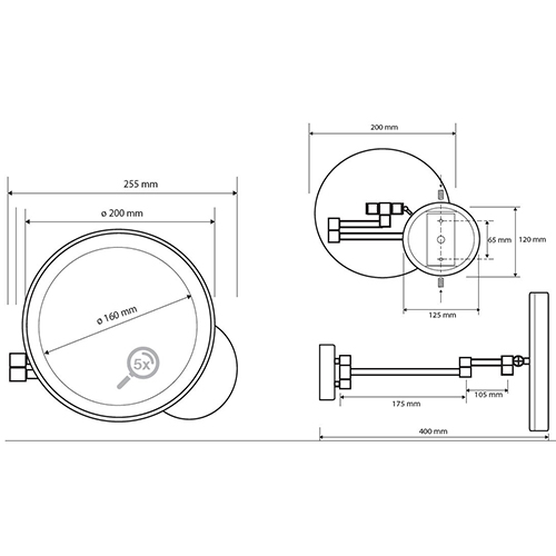 BEMETA WHITE OGLEDALO Ø 160 mm 5X UVELIČAVANJE SA LED SVETLOM  112101144 2