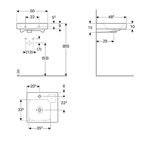 GEBERIT ICON LAVABO 500x485  124050000 2