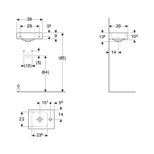 GEBERIT ICON LAVABO 380x280 DESNO  124736000 5