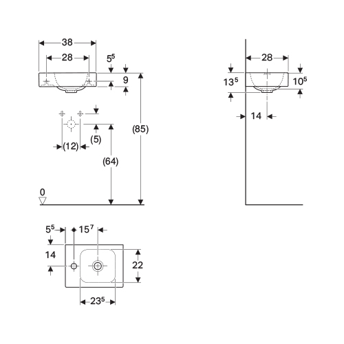 GEBERIT ICON LAVABO 380x280 LEVO  124836000 4