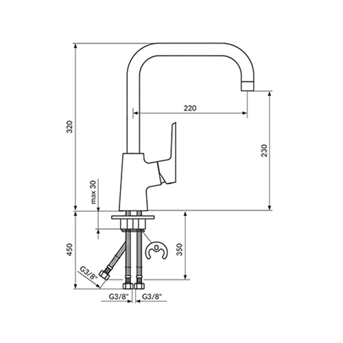 ROSAN STOLZ ZA SUDOPERU 3 CEVI CRNA  138203B 2