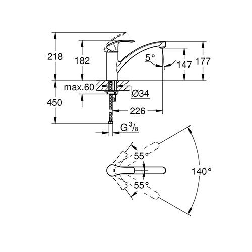 GROHE EUROSMART ZA SUDOPERU 2 CEVI  33281002 2