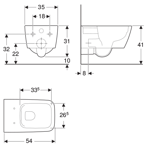 GEBERIT ICON SQUARE WC ŠOLJA KONZOLNA RIMFREE  201950000 5