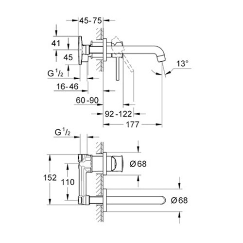 GROHE BAUCLASSIC ZA LAVABO UGRADNA  20292000 2