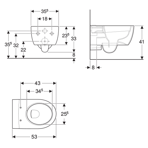 GEBERIT ICON WC ŠOLJA KONZOLNA RIMFREE  204060000 5