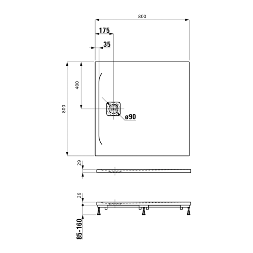 LAUFEN PRO MARBOND TUŠ KADA  80X80 ANTRACIT  2109500780001 3