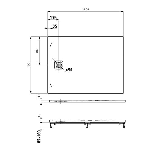 LAUFEN PRO MARBOND TUŠ KADA 120X80 ANTRACIT  2109520780001 3