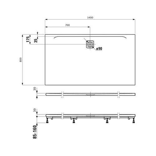 LAUFEN PRO MARBOND TUŠ KADA 140X80 BELA  2109530000001 4