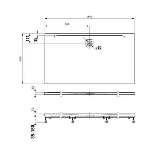 LAUFEN PRO MARBOND TUŠ KADA 160X80 BELA  2109540000001 4