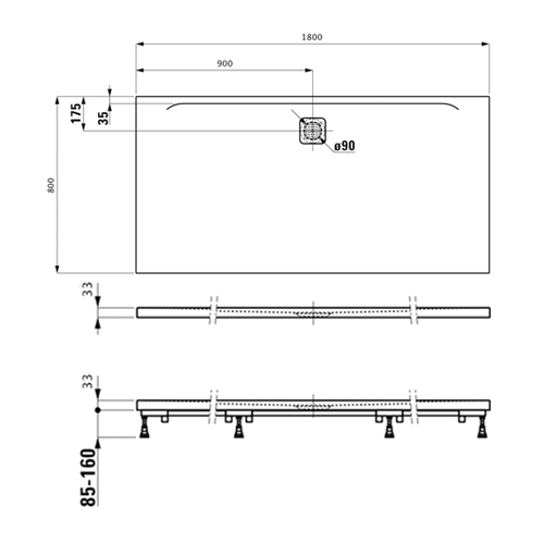 LAUFEN PRO MARBOND TUŠ KADA 180X80 SIVA  2109550770001 4