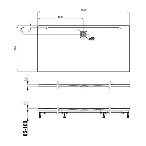 LAUFEN PRO MARBOND TUŠ KADA 200X100 ANTRACIT  2119570780001 4