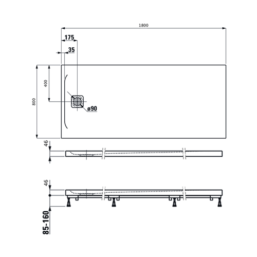 LAUFEN PRO MARBOND TUŠ KADA 180X80 BELA  2119590000001 3