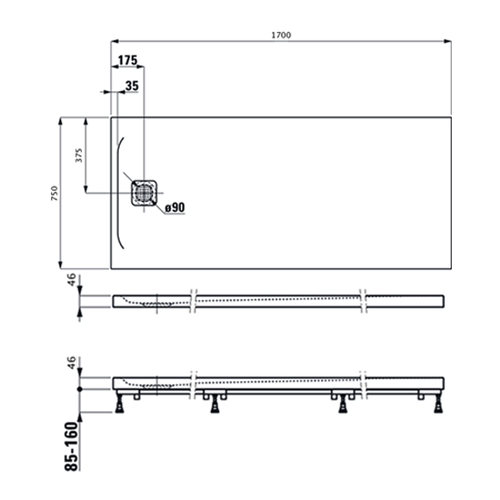 LAUFEN PRO MARBOND TUŠ KADA 170X75 BELA  2149510000001 3