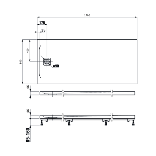 LAUFEN PRO MARBOND TUŠ KADA 170X80 BELA  2149530000001 3