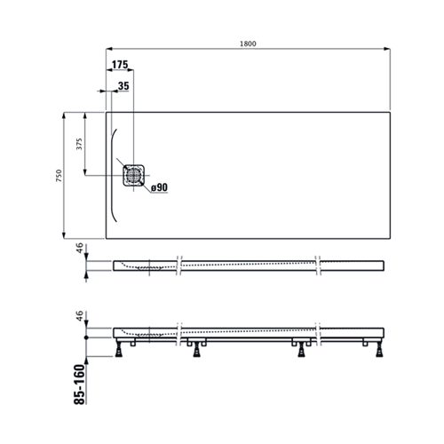 LAUFEN PRO MARBOND TUŠ KADA 180X75 SIVA  2149590770001 3