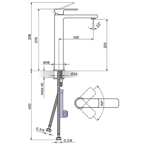 ROSAN S2  BATERIJA ZA LAVABO VISOKA 230109 2