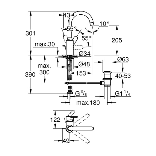 GROHE EUROSTYLE COSMOPOLITAN ZA LAVABO L  23043002 2