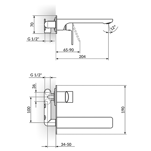 ROSAN S2  UZIDNA BATERIJA ZA LAVABO 231401 2