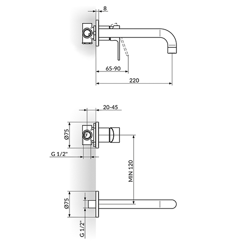 ROSAN S2  UZIDNA BATERIJA ZA LAVABO 231402 2