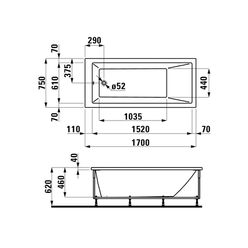 LAUFEN PRO KADA 170 x 75 KOMPLET  231951 2