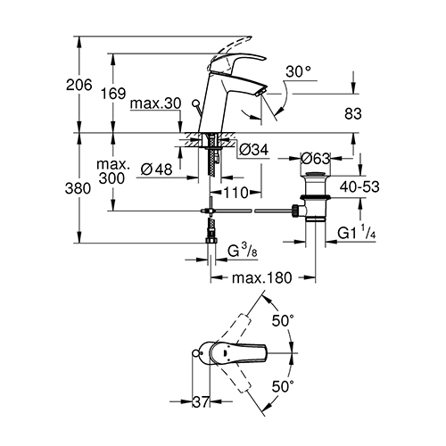 GROHE EUROSTYLE COSMOPOLITAN ZA LAVABO S  33552002 2