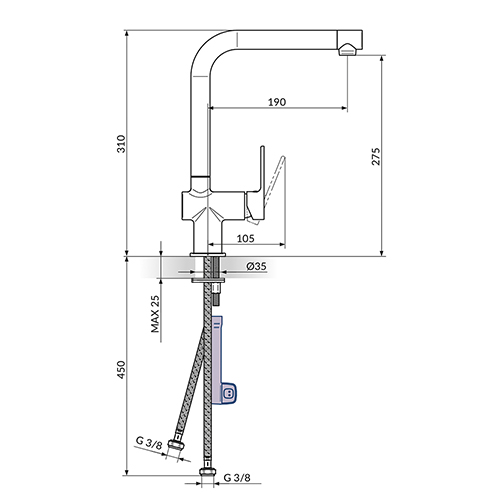 ROSAN S2 BLACK BATERIJA ZA SUDOPERU CRNA MAT  238201B 2