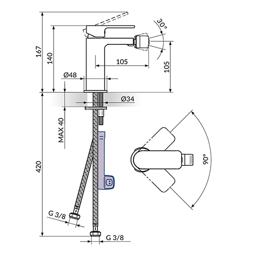 ROSAN S2 BLACK BATERIJA ZA BIDE CRNA MAT  239101B 2