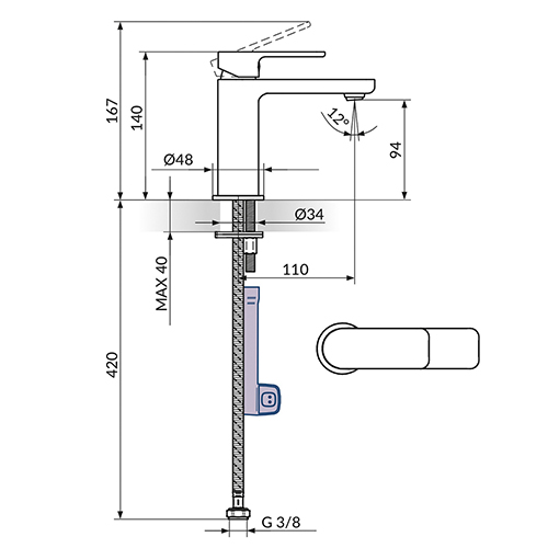 ROSAN S2 GOLD BATERIJA ZA LAVABO - HLADNA VODA 254101G 2