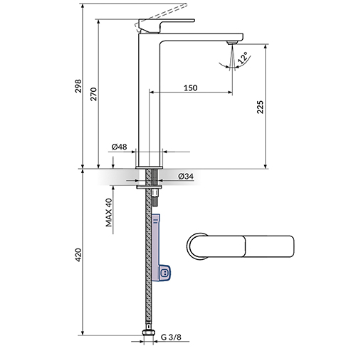 ROSAN S2  BATERIJA ZA LAVABO VISOKA - HLADNA VODA 254109 2