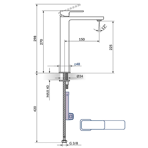 ROSAN S2  BATERIJA ZA LAVABO VISOKA - HLADNA VODA 254209 2