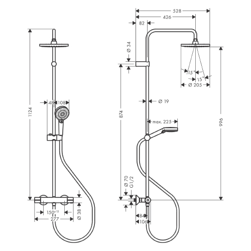 HANSGROHE VERNIS BLEND USPONSKI TUŠ 200 1JET TERMOSTATSKI  26276000 5