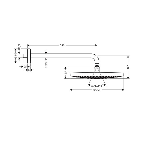 HANSGROHE RAINDANCE SELECT S 300 TUŠ RUŽA 2JET SA IZLIVOM  27378000  2