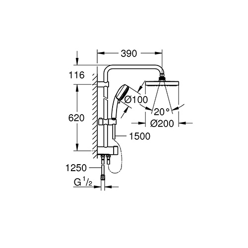 GROHE TEMPESTA COSMOPOLITAN USPONSKI TUŠ KONZOLA  27394001 2