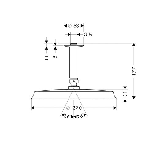 HANSGROHE RAINDANCE CLASSIC 240 TUŠ RUŽA 1JET SA PLAFONSKIM IZLIVOM  27405000 2