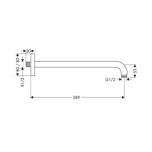 HANSGROHE IZLIV TUŠ RUŽE E 389 mm  27446000 2