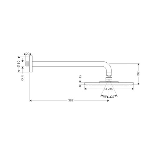 HANSGROHE RAINDANCE S 240 TUŠ RUŽA 1JET SA IZLIVOM  27474000 2