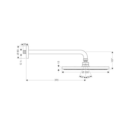 HANSGROHE RAINDANCE S 300 TUŠ RUŽA 1JET SA IZLIVOM 390 mm  27493000 2