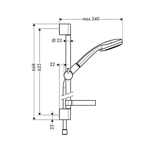 HANSGROHE CROMA 100 TUŠ SET VARIO 65 cm SA DRŽAČEM SAPUNA ECOSMART 9 l/m  27776000 2