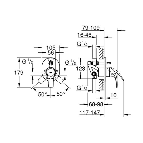 GROHE BAUCURVE UGRADNA SA PREBACIVAČEM  29043000 2