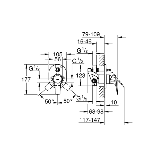 GROHE BAUFLOW UGRADNA SA PREBACIVAČEM  29045000    2