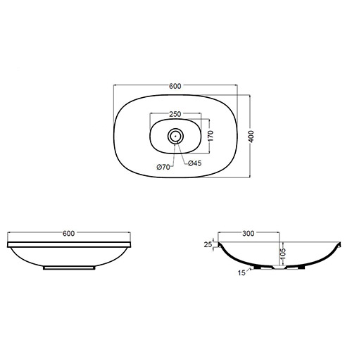 AXA WILD LAVABO UGRADNI 600x400 CRNI  3009107 3